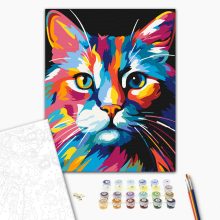 Macska színek - Számfestő készlet kereten 40x50