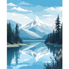 Fagyott hegycsúcs - Számfestő készlet kereten 40x50