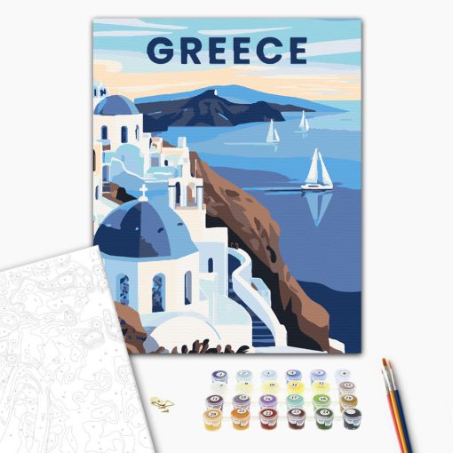 Görögország - Számfestő készlet kereten 40x50