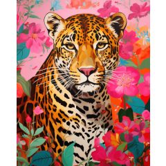 Leopárdkert - Számfestő készlet kereten 40x50