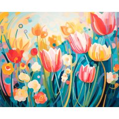 Még több virág - Számfestő készlet kereten 40x50