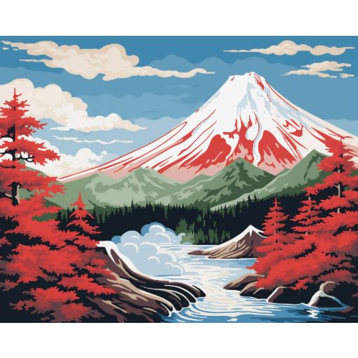 Vörös Fuji - Számfestő készlet kereten 40x50
