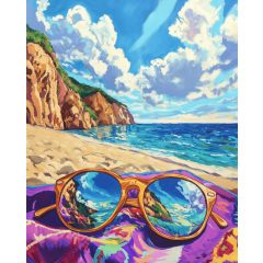 Napos tengerpart - Számfestő készlet kereten 40x50