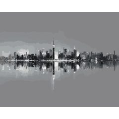 Városi tükörkép - Számfestő készlet kereten 40x50