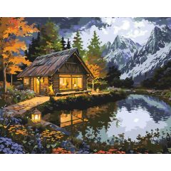 Hangulatos tóház - Számfestő készlet kereten 40x50