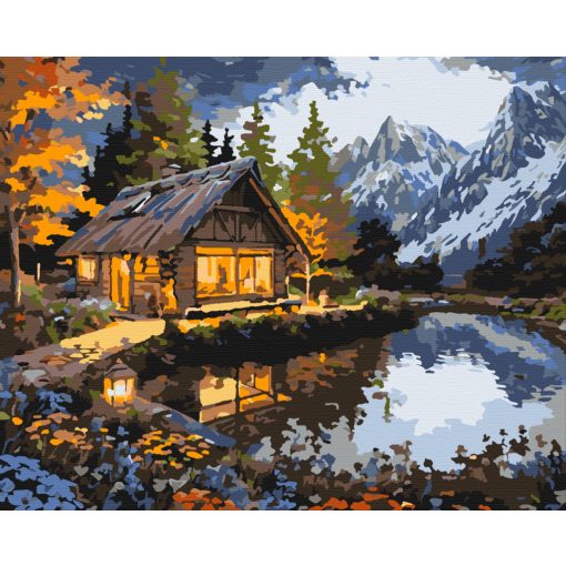 Hangulatos tóház - Számfestő készlet kereten 40x50