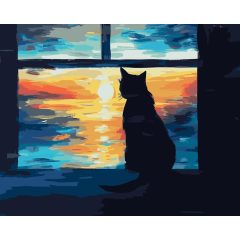   Alkonyat néma figyelője - Számfestő készlet kereten 40x50