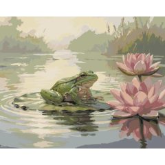 Béka a liliom padon - Számfestő készlet kereten 40x50