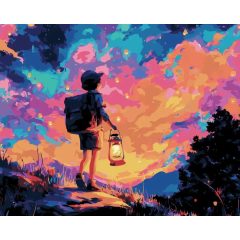 Lámpás vándor - Számfestő készlet kereten 40x50