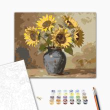 Napraforgó vázában - Számfestő készlet kereten 40x50