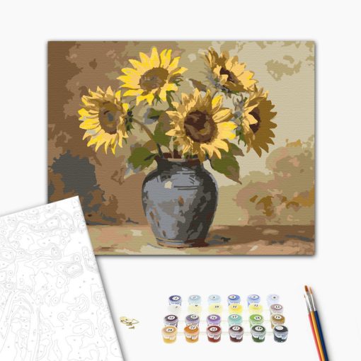 Napraforgó vázában - Számfestő készlet kereten 40x50