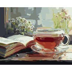 Egy csésze nyugalom - Számfestő készlet kereten 40x50