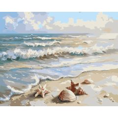 Kagylók a parton - Számfestő készlet kereten 40x50