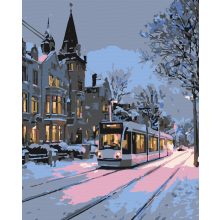 Téli villamos - Számfestő készlet kereten 40x50