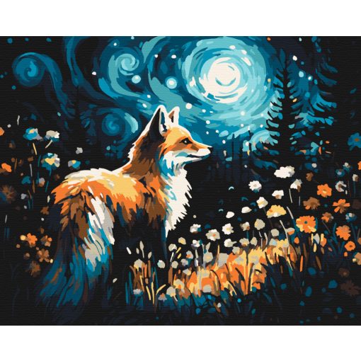 Róka a csillagos réten - Számfestő készlet kereten 40x50