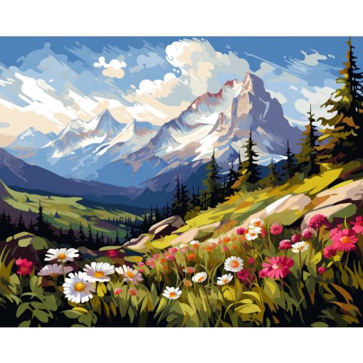Alpesi virágok - Számfestő készlet kereten 40x50