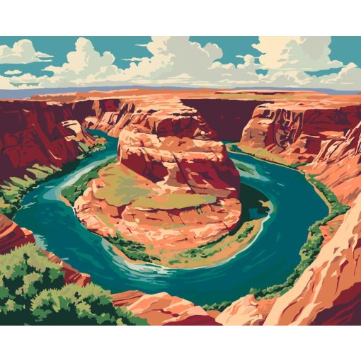 Patkó kanyar - Számfestő készlet kereten 40x50