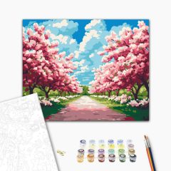   Cseresznyevirág sétány - Számfestő készlet kereten 40x50