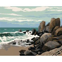 Háborgó tenger - Számfestő készlet kereten 40x50