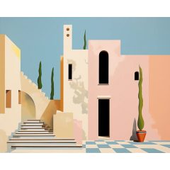 Mediterrán udvar - Számfestő készlet kereten 40x50