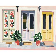 Pasztell kapualjak - Számfestő készlet kereten 40x50