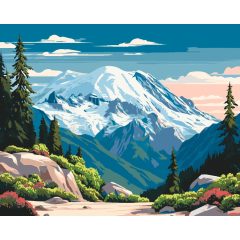   Washington - Mount Rainier - Számfestő készlet kereten 40x50