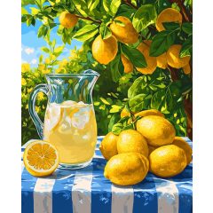 Napérlelte citromok - Számfestő készlet kereten 40x50