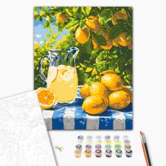 Napérlelte citromok - Számfestő készlet kereten 40x50