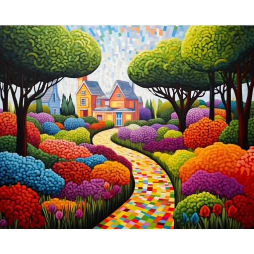 Absztrakt kert 2 - Számfestő készlet kereten 40x50