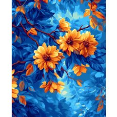 Kék és narancssárga - Számfestő készlet kereten 40x50