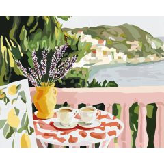 Reggeli a teraszon - Számfestő készlet kereten 40x50