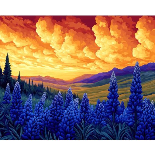 Felhős csillagfürt - Számfestő készlet kereten 40x50