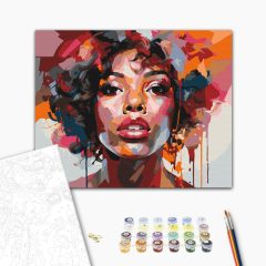 Színes női portré - Számfestő készlet kereten 40x50