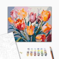 Tavaszi tulipán csokor - Számfestő készlet kereten 40x50