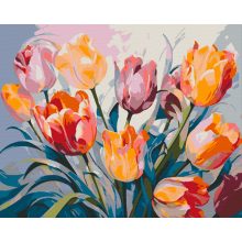 Tavaszi tulipán csokor - Számfestő készlet kereten 40x50