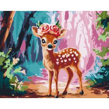 Virágos Bambi - Számfestő készlet kereten 40x50