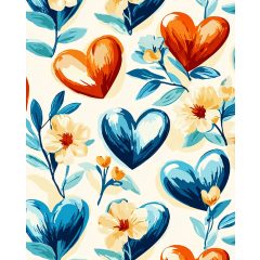 Virágos szívek - Számfestő készlet kereten 40x50