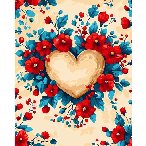 Szeretet virágai - Számfestő készlet kereten 40x50