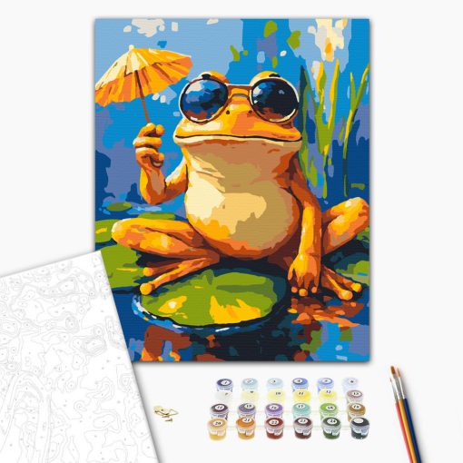 Stílusos béka - Számfestő készlet kereten 40x50