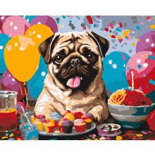 Mopsz party - Számfestő készlet kereten 40x50