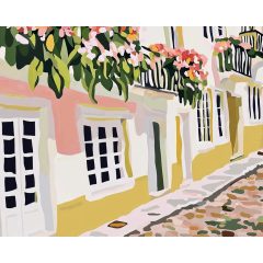 Virágba borult házak - Számfestő készlet kereten 40x50