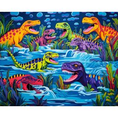 T-rex tenger - Számfestő készlet kereten 40x50