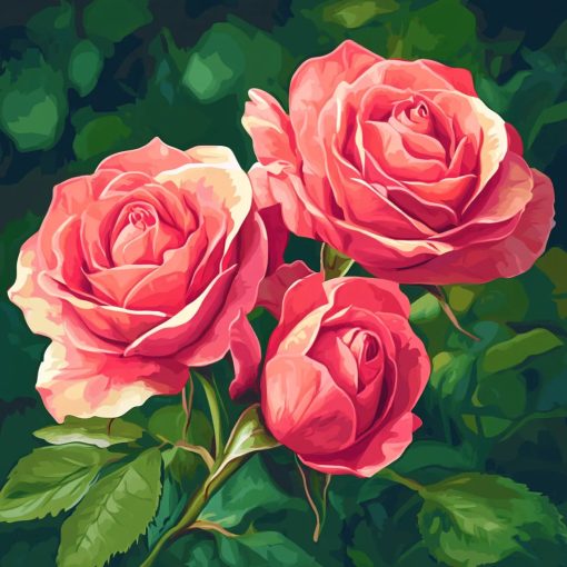Rózsa trió - Számfestő készlet kereten 40x40