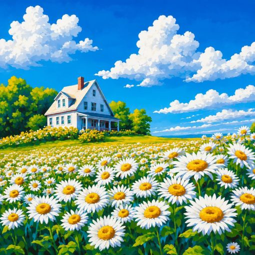 Százszorszép kontraszt - Számfestő készlet kereten 40x40