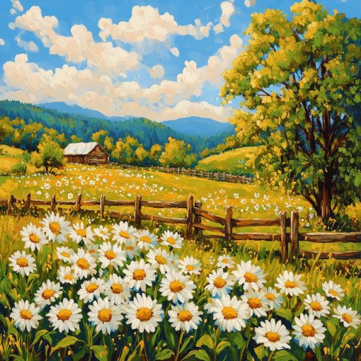 Százszorszép mező - Számfestő készlet kereten 40x40
