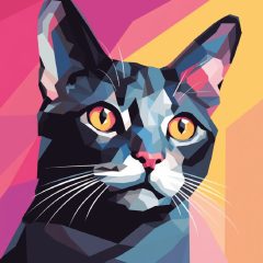   Geometrikus macska portré - Számfestő készlet kereten 40x40