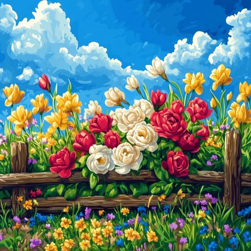 Virágos harmónia - Számfestő készlet kereten 40x40