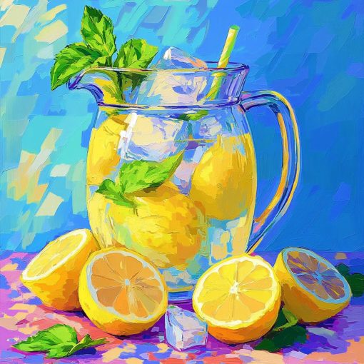 Friss citrusos jelenet - Számfestő készlet kereten 40x40