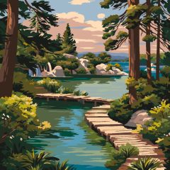 Tahoe-tó - Számfestő készlet kereten 40x40