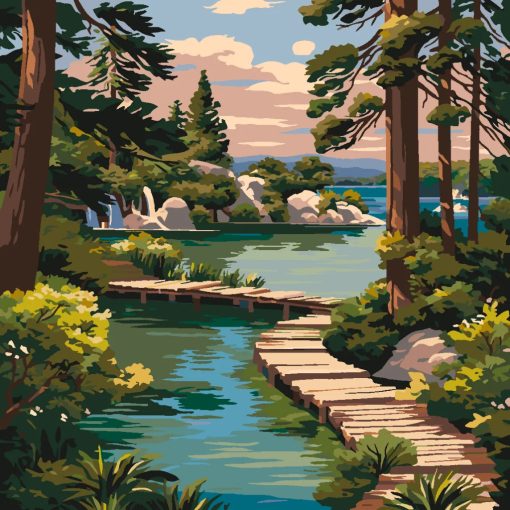 Tahoe-tó - Számfestő készlet kereten 40x40
